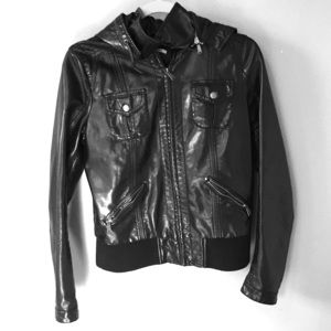 Hooded Pleather BDG jacket with pockets